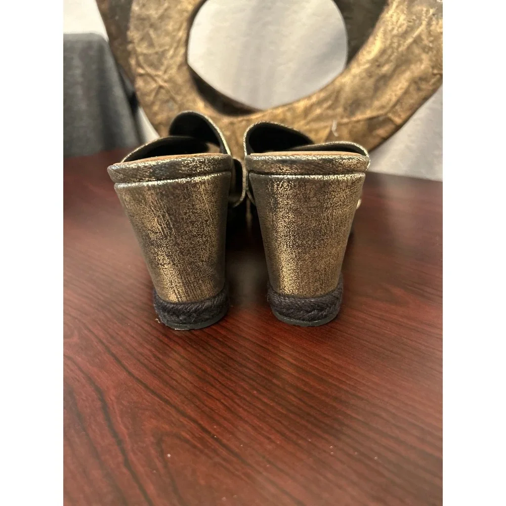 Patricia Nash Ricarda Espadrille Wedge metallic gold leather size 10